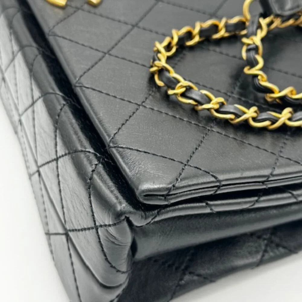 Chanel Chain Stitched Calfskin Flap Bag Medium Black Shoulder bag - Picture 7 of 17